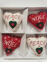 Christmas Balsam &amp; Fir Peace Noel Felt Heart 3.75&quot; Ornaments Home decor ... - £21.01 GBP