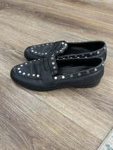 Steven By Steve Madden Shoes Womens 8.5 Studs Loafer Slip On Ample Black Leather - £16.54 GBP