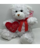 The Petting Zoo White Plush Super Soft Teddy Bear I love You Heart Red V... - £35.25 GBP