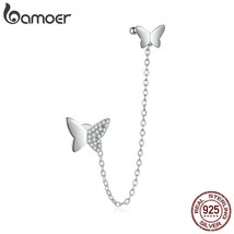 bamoer Authentic 925 Silver Flying Butterflies Earrings for Women Wedding Engage - $21.27