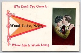 Wood Lake NE Romantic Pennant Davidson Family Long Pine Nebraska Postcard A38 - £7.48 GBP