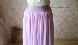 Light Purple Tulle Maxi Skirt Outfit Women Custom Plus Size Tulle Skirt image 4
