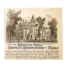 Warner Hall Oberlin Conservatory 1885 Advertisement Victorian Music ADBN... - $19.99