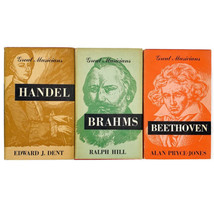Great Musicians Biography Book Lot of 3 Beethoven Brahms Handel Vintage 1940&#39;s - £13.64 GBP