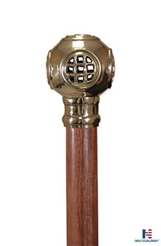 NauticalMart Men's Divers Helmet Fashion Walking Stick Gold
