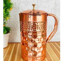 Pure Copper Jug/Pitcher With Diamond Hammered Beeding Design, Drinkware &amp; Storag - £44.49 GBP