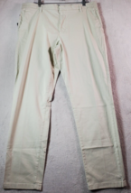 DKNY Dress Pant Mens Size 36 Cream Cotton Flat Front Straight Leg Slash Pocket - £18.80 GBP