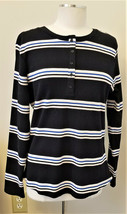 BP - Long Sleeve Top Sz-XL Black Multi-Color Striped Pattern 56% Cotton - £23.94 GBP