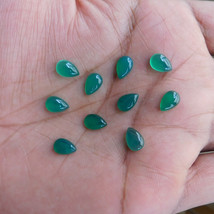 10x14 mm Pear Natural Green Onyx Cabochon Loose Gemstone Wholesale Lot 20 pcs - £11.13 GBP