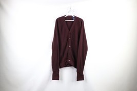 Vtg 90s Streetwear Mens Medium Blank Kurt Cobain Knit Cardigan Sweater Purple - £55.35 GBP