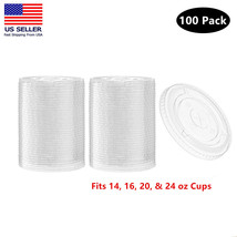 100 Pack Crystal Clear PETE Flat Straw-Slot Cold Cup Lids Fits 12 16 20 ... - $258.16 MXN