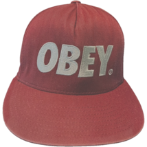 Obey streetwear burgundy 6 Panel Twill Snapback Grey Embroidered Hat - $467.96 MXN