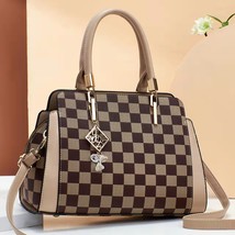  Women&#39;s Fashion Bag Color Contrast Printed Plaid Portable Shoulder Bag - £32.31 GBP