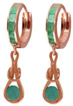 Galaxy Gold GG 14k Rose Gold Hoop Earring With Emeralds - £507.20 GBP+