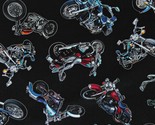 Cotton Motorcycles Motorbikes Tossed On the Road Fabric Print by Yard D6... - $13.95