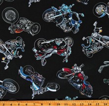 Cotton Motorcycles Motorbikes Tossed On the Road Fabric Print by Yard D690.97 - £11.08 GBP
