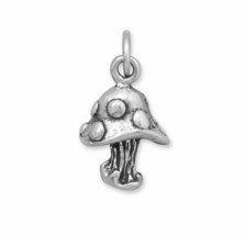Oxidized Mushroom Charm Neck Piece Drop Pendant 925 Silver Women Girls Gift 20mm - £26.32 GBP