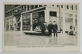Pennsylvania PA Pittsburgh Flood Sixth St and Liberty Men Posing Postcard S12 - £11.03 GBP