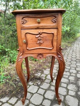 French antique carved nightstand Louis XV marble top - £957.02 GBP