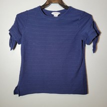 Liz Claiborne Womens Shirt Medium Crew Neck Short Sleeve Blue - £6.76 GBP