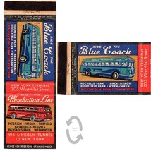 Vtg Matchbook Cover Blue Coach Bus Manhattan Line New York City Terminal 1930s - £7.11 GBP