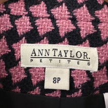 Vintage Ann Taylor Petites USA Made Pink Houndstooth Wool Blend Blazer 8... - $49.99