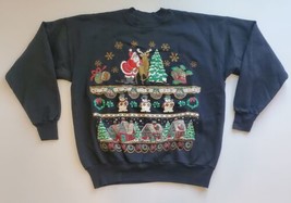 Hanes Comfort Blend Ugly Christmas Sweatshirt Vintage Ladies Xl Santa Reindeer - £19.17 GBP