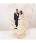 Vintage Bakery Crafts Wedding Bride Groom Cake Topper black African brow... - $41.00