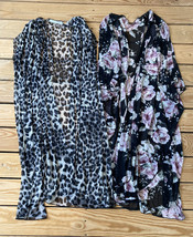 lot of 2 Chris &amp; carol Mesh sheer open front Kimono Size S Cheetah Floral B5 - £15.95 GBP