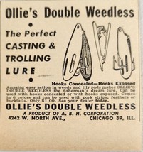 1949 Print Ad Ollie&#39;s Double Weedless Fishing Lures Made in Chicago,Illinois - £6.49 GBP