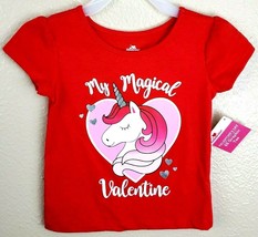 Infant &amp; Todlers Girls Magical Valentine Unicorn Red T-Shirt Tee Shirt N... - £7.04 GBP