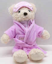 FAO Schwarz Self Care Plush Teddy Bear Stuffed Animal Pink Bath Robe Sleep Mask - £8.96 GBP