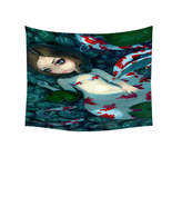 Koi Fish Pond Daydreaming Koi Mermaid Tapestry - $40.61 CAD+