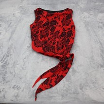 Donna Ricco Shirt Womens 6 Red and Black Floral Sleeveless Tie Up Cropped Top - £20.55 GBP