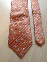 Geoffery Beene Men&#39;s Tie Orange Floral Print Silk Men&#39;s Neck Tie - £11.48 GBP