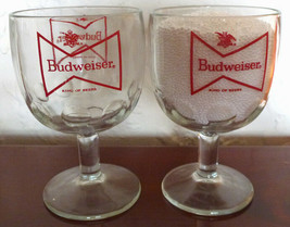 2 Budweiser Red Bow Tie Logo King of Beers Thumbprint Glasses Tumblers Goblets - $29.69