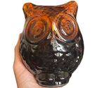 Amber Glass Owl Figurine, Vintage Mercury Blown Glass Statue, Mid Centur... - $29.99