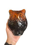 Amber Glass Owl Figurine, Vintage Mercury Blown Glass Statue, Mid Centur... - $29.99