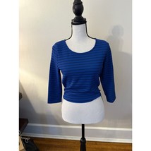 Anthropologie Everly Long-sleeve cropped Blue/Black Striped M - $24.74