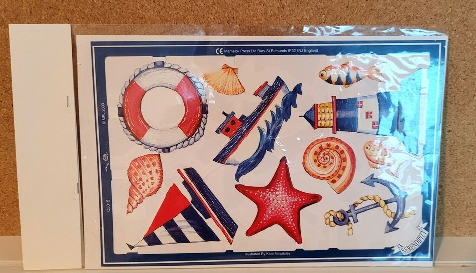 VINTAGE Lot 2 - 4 SHEETS SERENDITY Decoupage Scrap Paper England - SEASHORE - $8.86