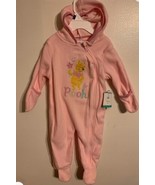 Disney baby Winnie The Pooh Hooded Pink Zip Up Pajama Bodysuit 6-9M - £47.41 GBP