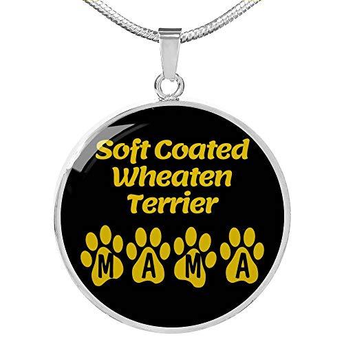 Soft Coated Wheaten Terrier Mama Circle Necklace Engraved Stainless Steel 18-22