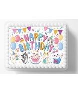 Happy Birthday Cute Cat Cats Kittens Edible Image Edible Birthday Cake T... - €14,09 EUR