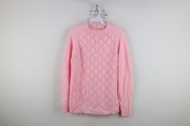 Vintage 60s 70s Streetwear Womens 38 Sheer Diamond Knit Back Zip Sweater... - $29.65