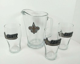 New Orleans Saints NFL Metal Logo Badge  Pitcher &amp; Pint Glass Set - £27.50 GBP