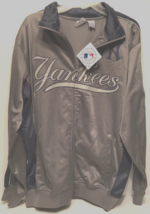 New York Yankees Grayish Blue Sripted Mlb Al Full Zip Track Jacket L Tall New - £51.79 GBP