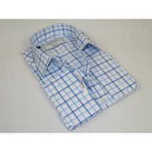 Men's Shirt Charles TYRWHITT Turkey 100% Cotton French Cuffs CHT-5 Blue Plaid image 6