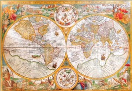 Clemontoni Ancient Map 1594 2000 pc Jigsaw Puzzle Antique World  - $27.71