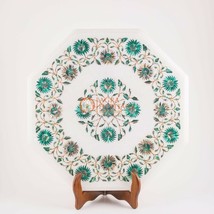 Sale Online Marble 16&quot; Coffee Top Table Malachite Inlaid Marquetry Floral Design - £515.96 GBP