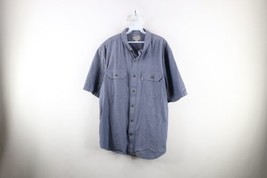 Vintage Carhartt Mens XL Relaxed Fit Short Sleeve Chambray Collared Button Shirt - $39.55